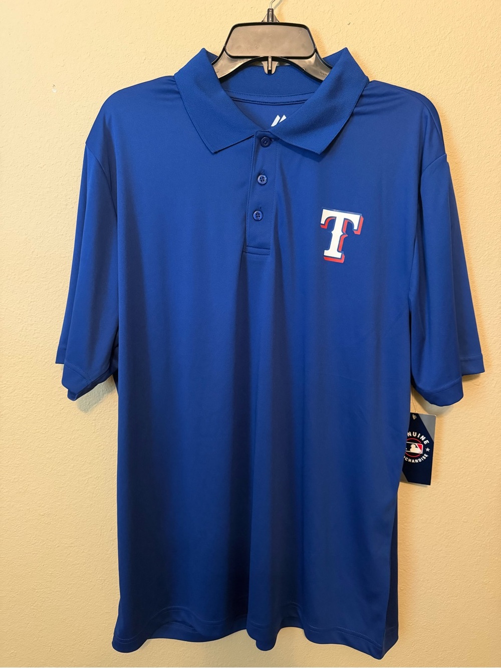 Majestic Texas Rangers Polo Shirt Men’s XL NWT Blue MLB Genuine Merchandise